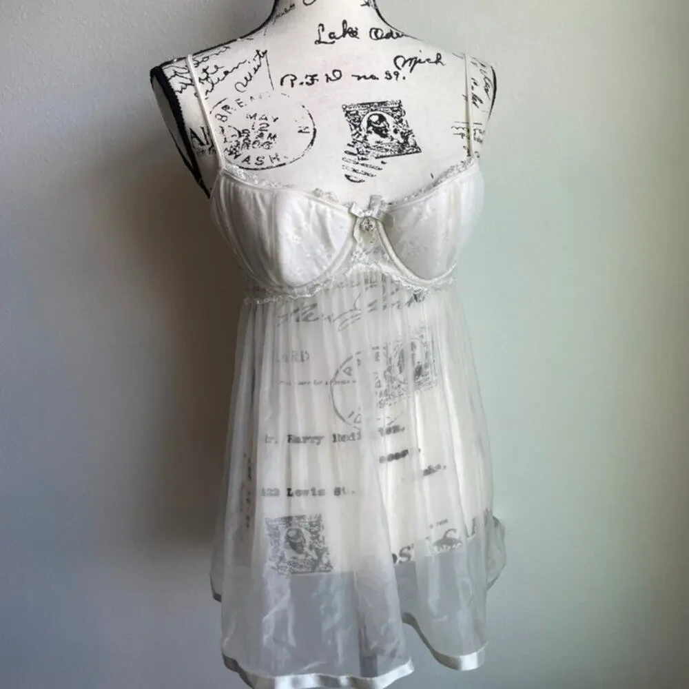 Y2K 2000's Victoria Secret Babydoll Sexy Little things Sz 34C‎ ivory Nightgown